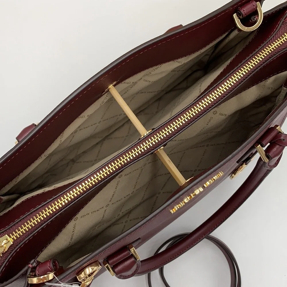 MICHAEL KORS HOPE LARGE SATCHEL MERLOT - Picture 11 of 16